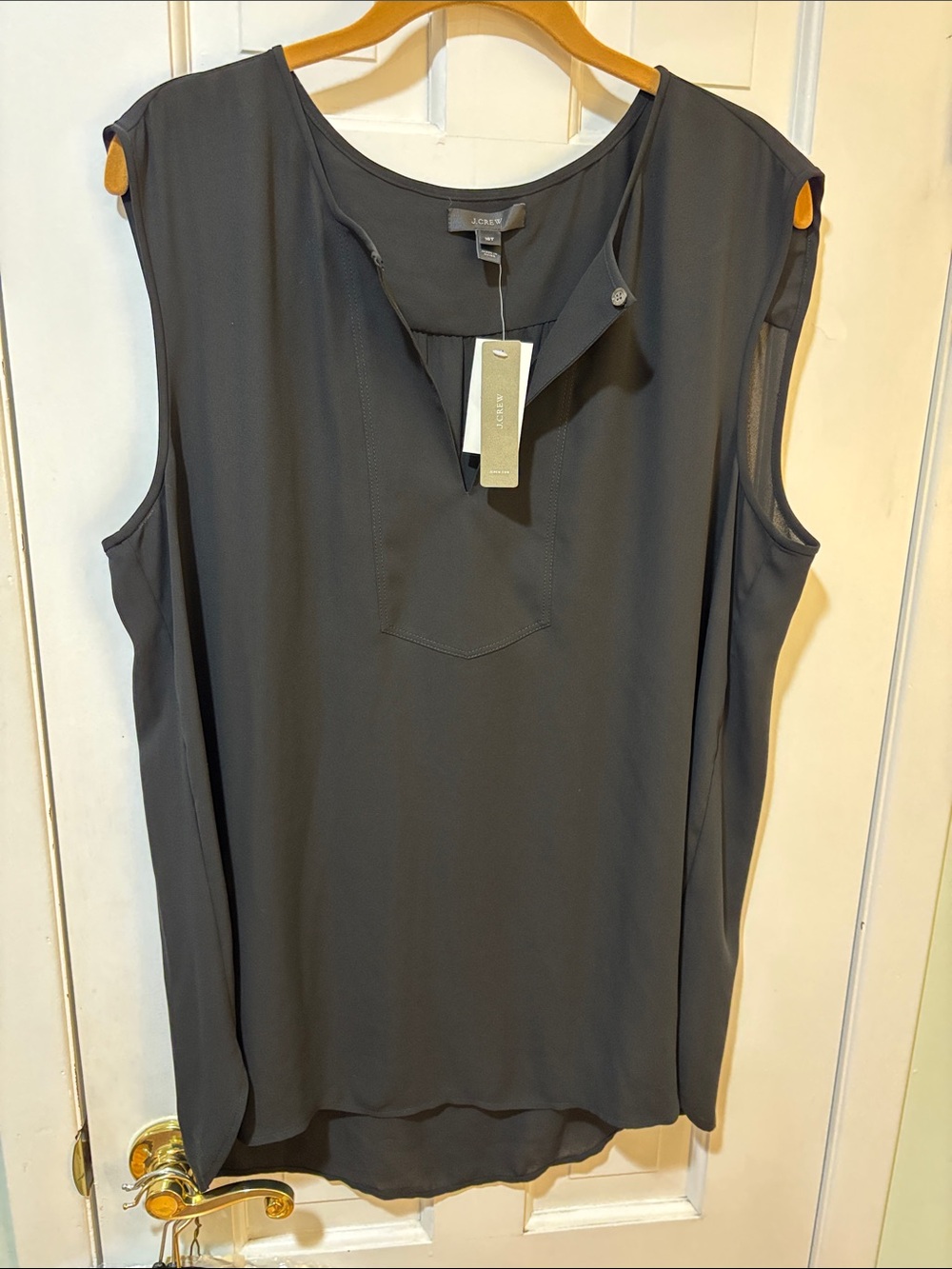 J Crew Black Sleeveless Notch-Neck Blouse